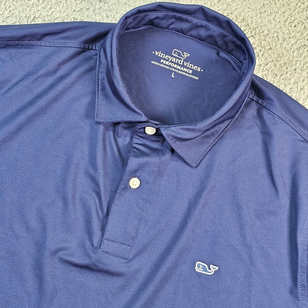 Vineyard Vines Performance Polo Shirt Mens Large Blue Solid Golf Stretch Top
